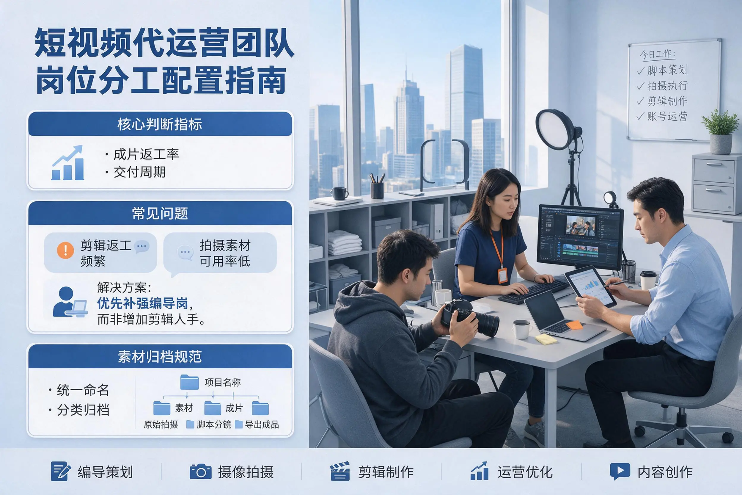 短视频代运营团队如何配置？宜春企业岗位分工科普说明