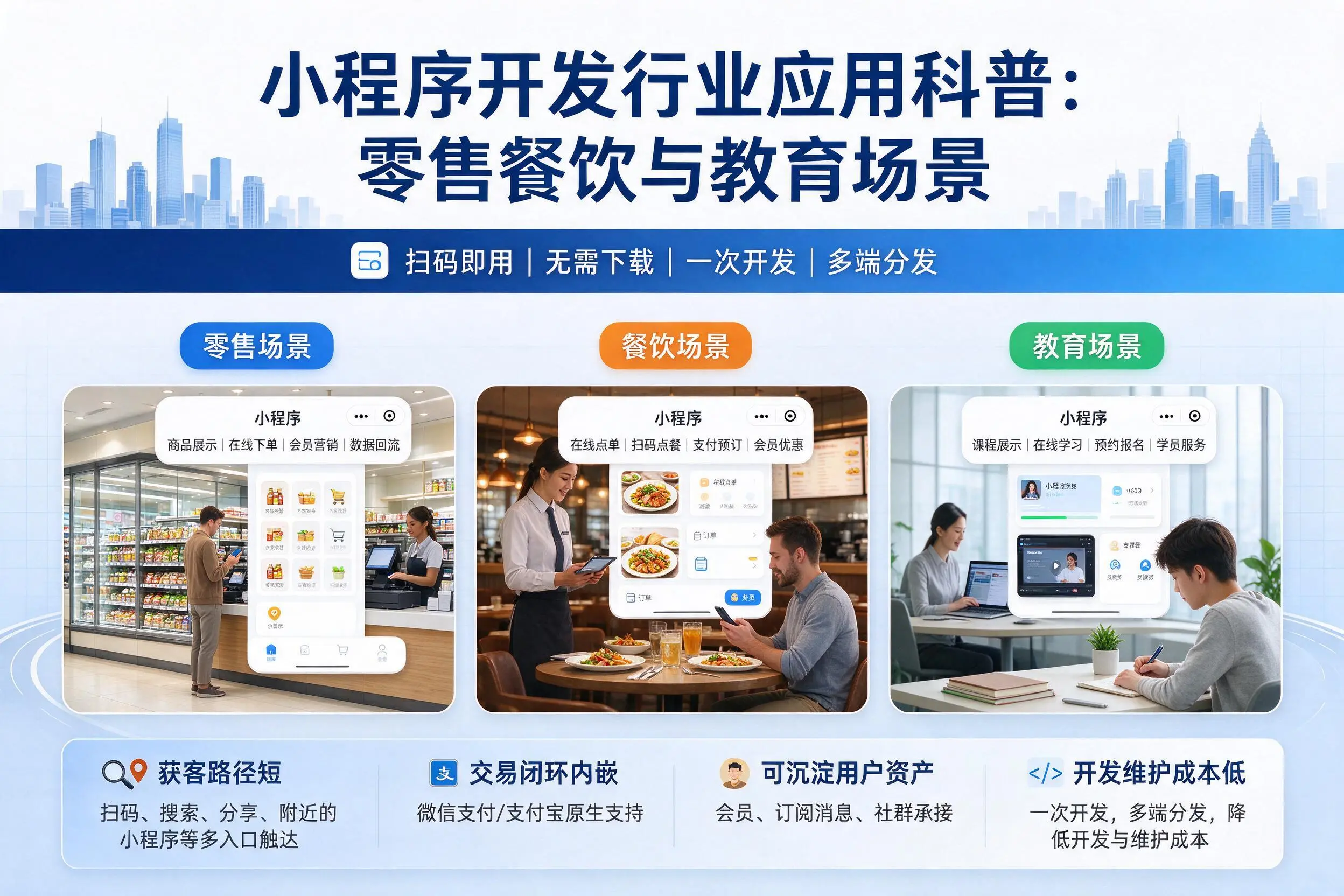 宜春小程序开发行业应用科普:零售餐饮与教育场景