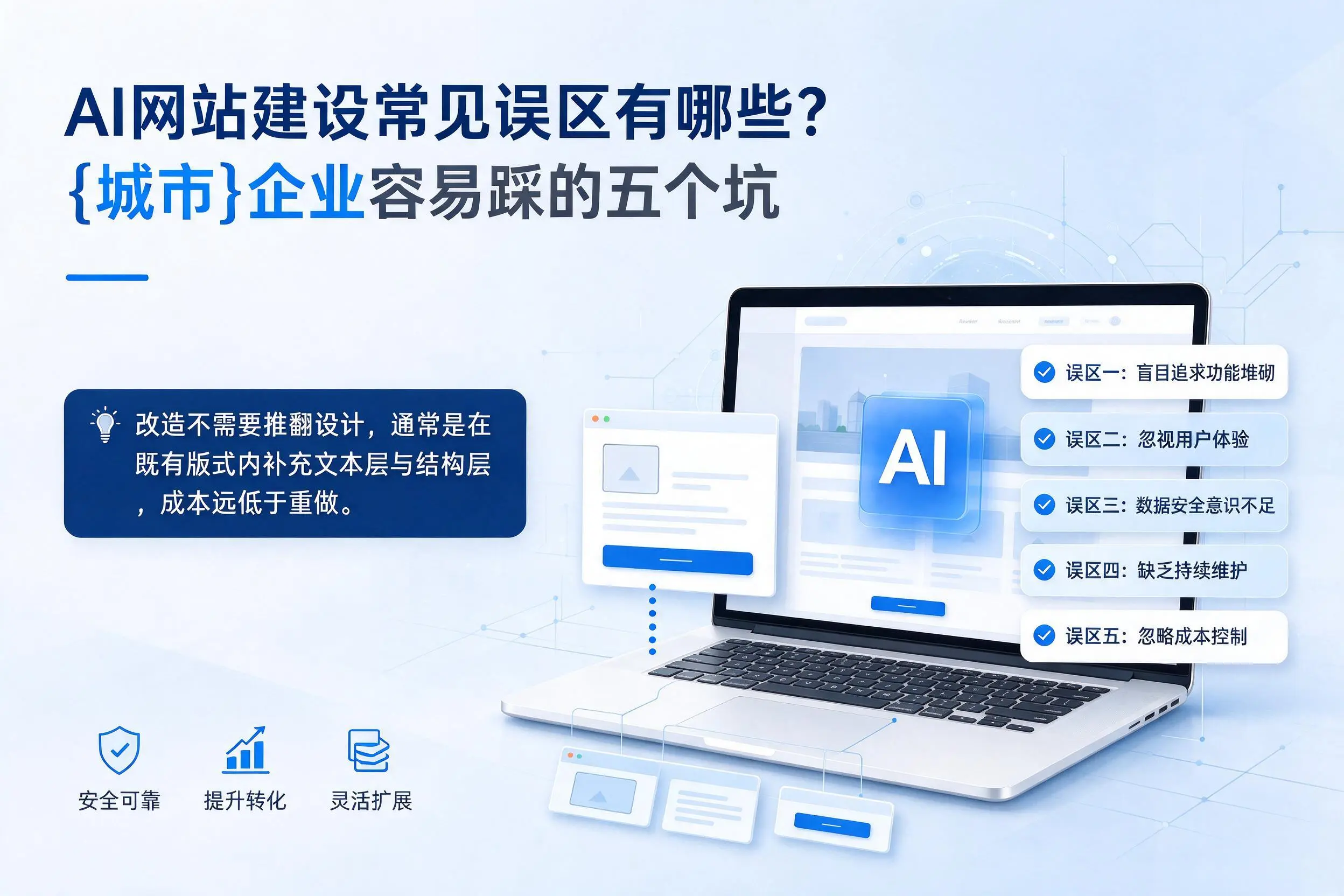 AI网站建设常见误区有哪些？宜春企业容易踩的五个坑