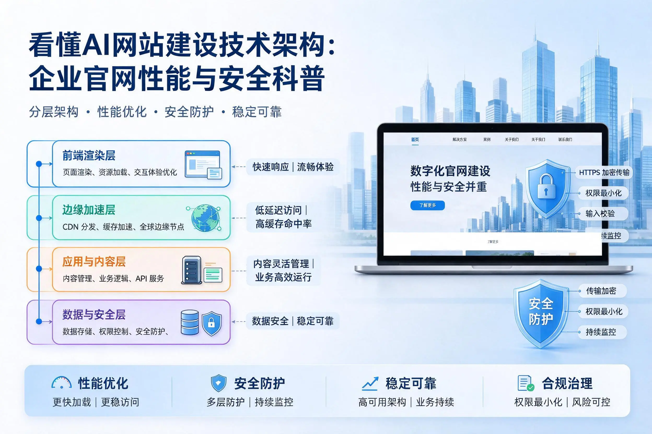 看懂AI网站建设技术架构：宜春企业官网性能与安全科普