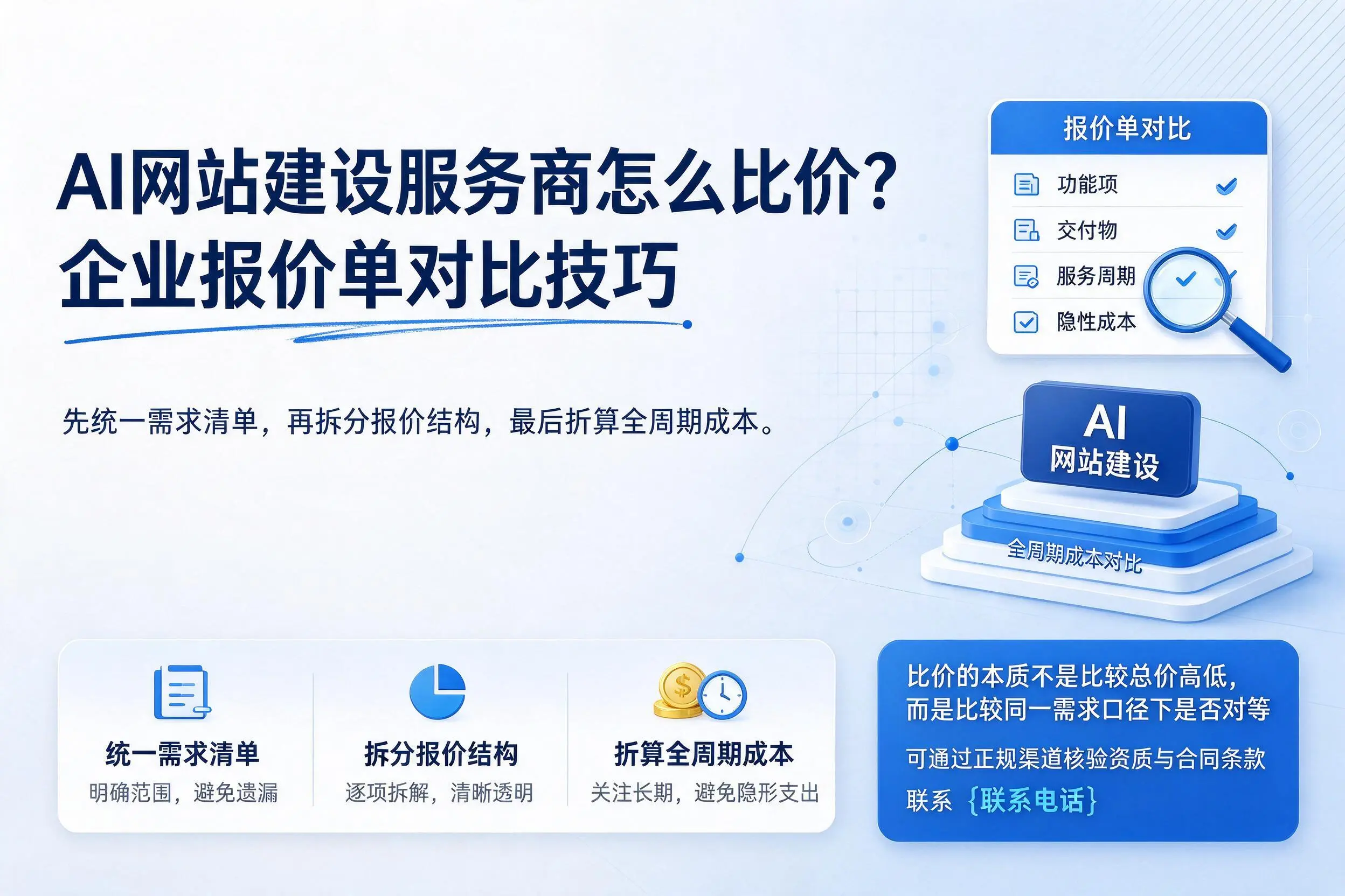 AI网站建设服务商怎么比价?宜春企业报价单对比技巧