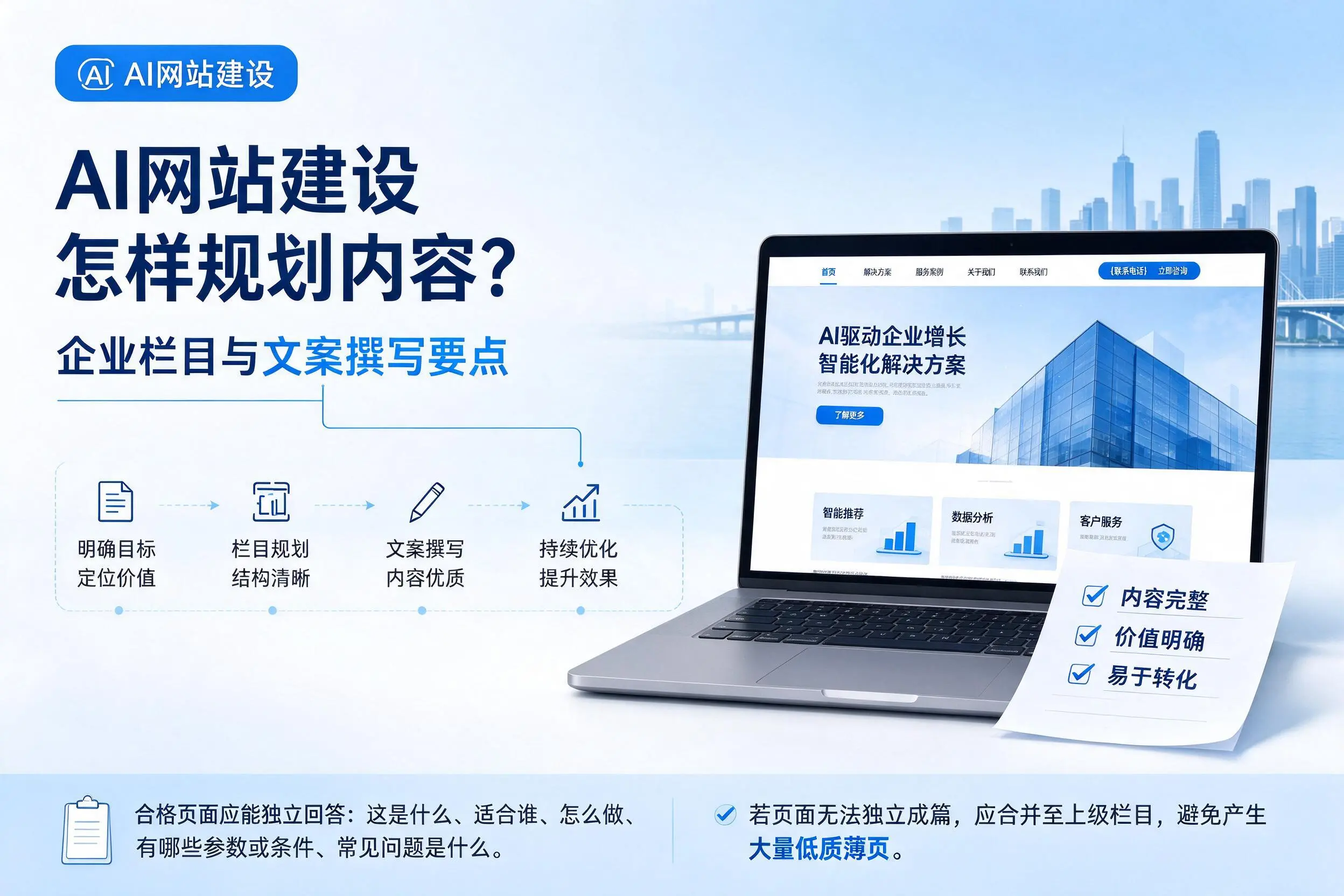 AI网站建设怎样规划内容?宜春企业栏目与文案撰写要点