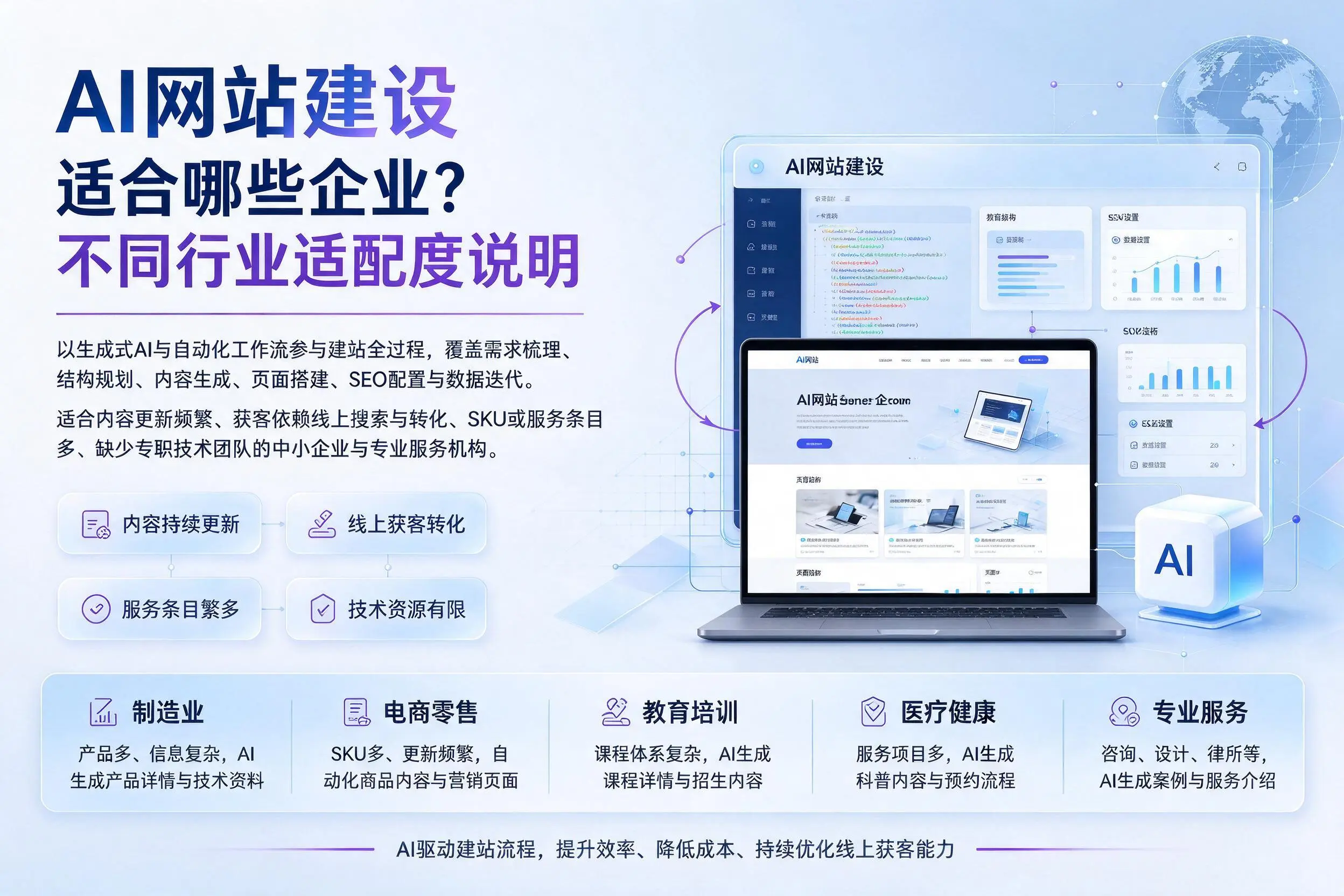 AI网站建设适合哪些企业?宜春不同行业适配度说明